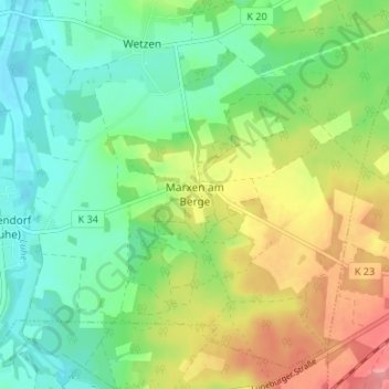 Carte topographique Marxen am Berge, altitude, relief