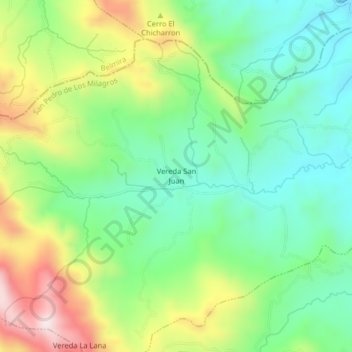 Carte topographique Vereda San Juan, altitude, relief