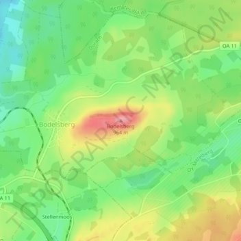 Carte topographique Bodelsberg, altitude, relief
