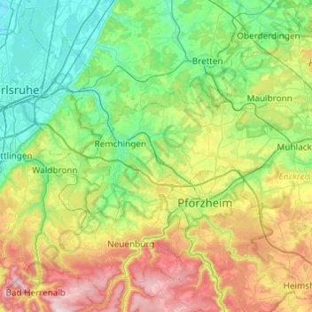 Carte topographique Kämpfelbach, altitude, relief