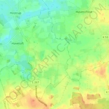 Carte topographique Osterhavetoft, altitude, relief