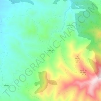 Carte topographique Alastuey, altitude, relief