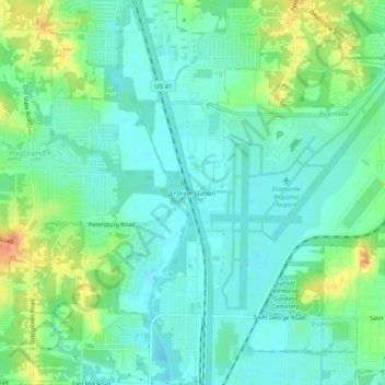 Carte topographique Erskine Station, altitude, relief
