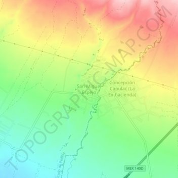 Carte topographique San Miguel Espejo, altitude, relief