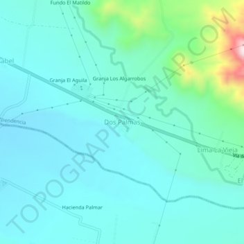 Carte topographique Dos Palmas, altitude, relief