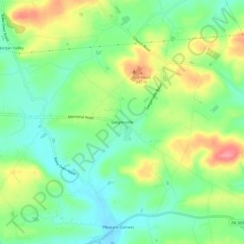 Carte topographique Saegersville, altitude, relief