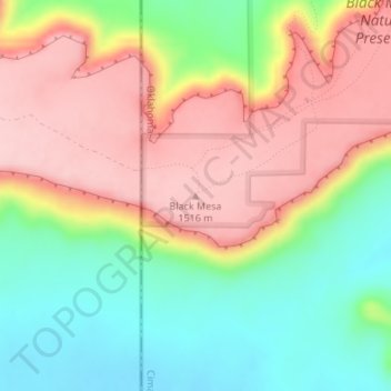 Carte topographique Black Mesa, altitude, relief