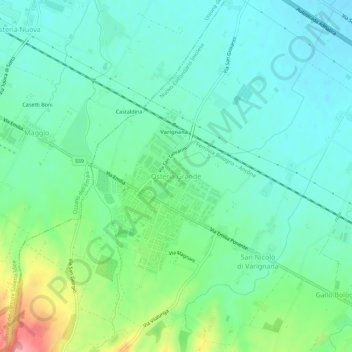 Carte topographique Osteria Grande, altitude, relief