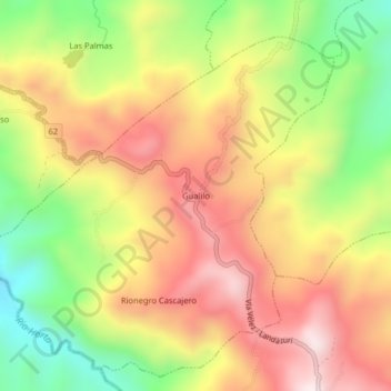 Carte topographique Gualilo, altitude, relief