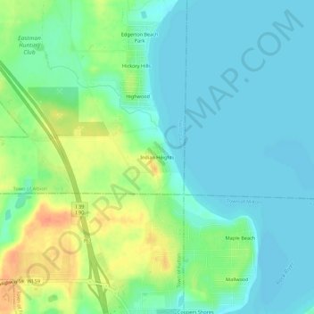 Carte topographique Indian Heights, altitude, relief