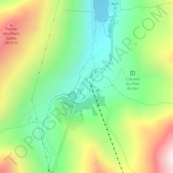Carte topographique Bourg-Saint-Bernard, altitude, relief