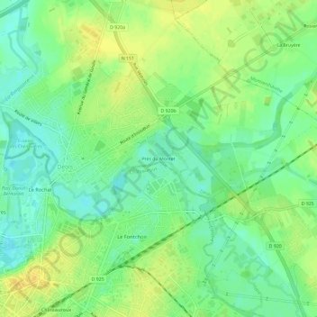 Carte topographique Près du Montet, altitude, relief