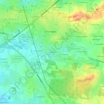 Carte topographique Le Verger, altitude, relief