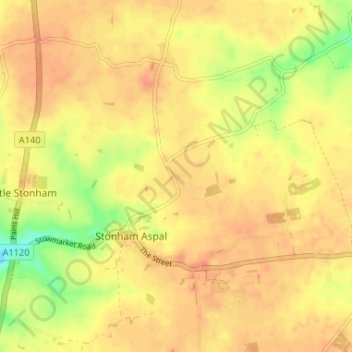 Carte topographique Mill Green, altitude, relief