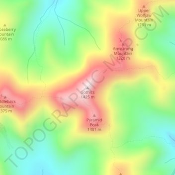 Carte topographique Gothics, altitude, relief