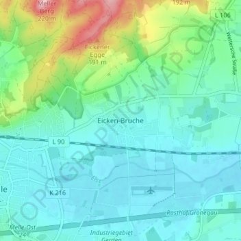 Carte topographique Eicken-Bruche, altitude, relief