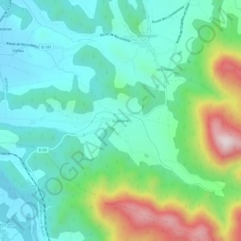 Carte topographique Luzerand, altitude, relief