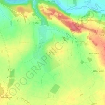 Carte topographique Le Verger, altitude, relief