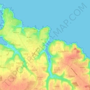 Carte topographique Sauzon, altitude, relief