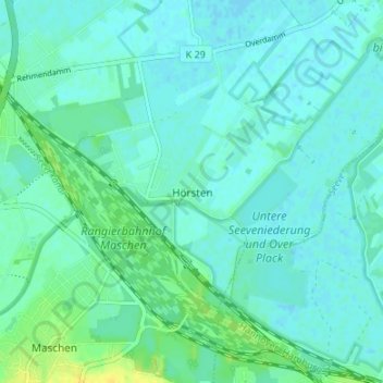 Carte topographique Hörsten, altitude, relief