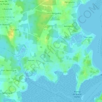 Carte topographique Kerguellan, altitude, relief