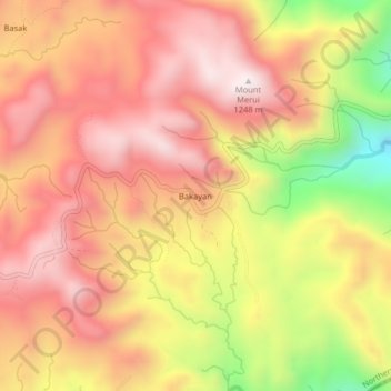 Carte topographique Bakayan, altitude, relief