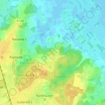 Carte topographique Hankhausen I, altitude, relief