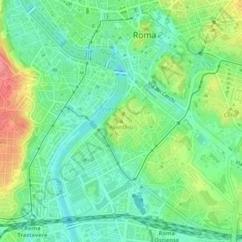 Carte topographique Aventino, altitude, relief