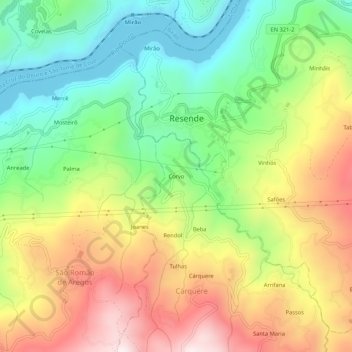Carte topographique Corvo, altitude, relief