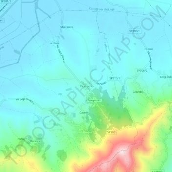 Carte topographique Peschiera, altitude, relief