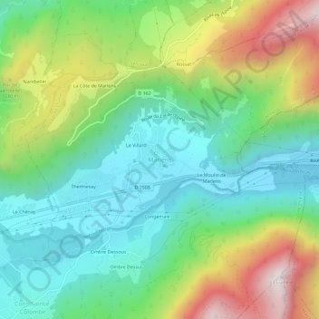 Carte topographique Marlens, altitude, relief
