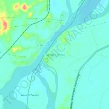Carte topographique Puerto Serviez, altitude, relief