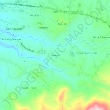 Carte topographique Guinto, altitude, relief