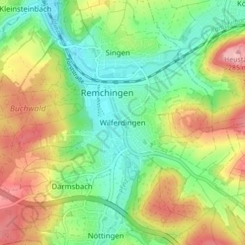 Carte topographique Wilferdingen, altitude, relief
