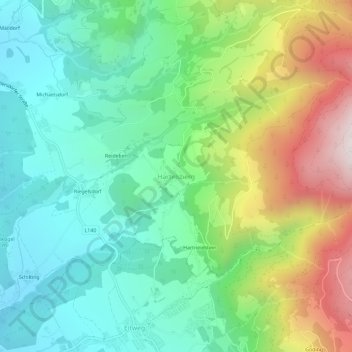 Carte topographique Hartelsberg, altitude, relief