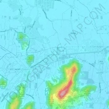 Carte topographique Bresseo, altitude, relief