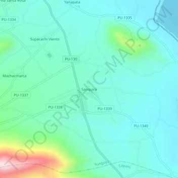 Carte topographique Sanquira, altitude, relief