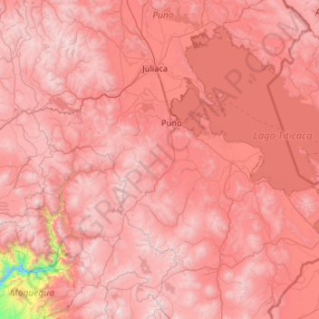Carte topographique Puno, altitude, relief