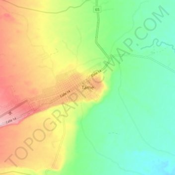 Carte topographique Tame, altitude, relief