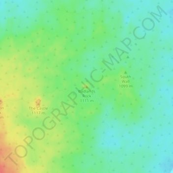 Carte topographique Badlands Rock, altitude, relief