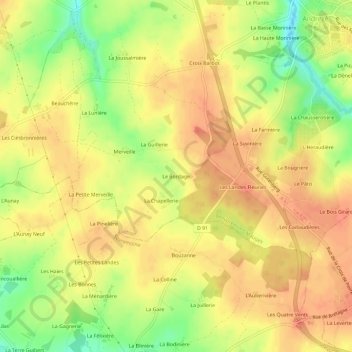 Carte topographique Le Bordage, altitude, relief