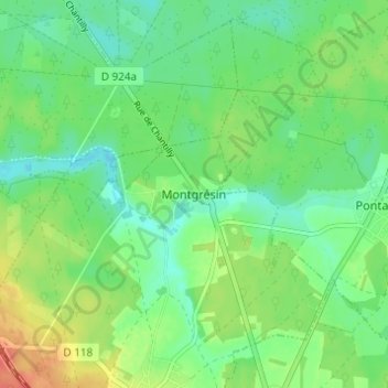 Carte topographique Montgrésin, altitude, relief