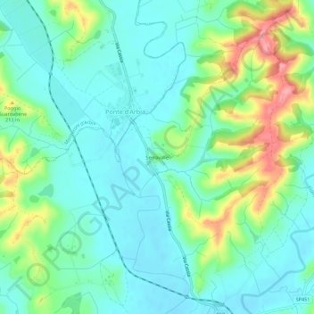 Carte topographique Serravalle, altitude, relief