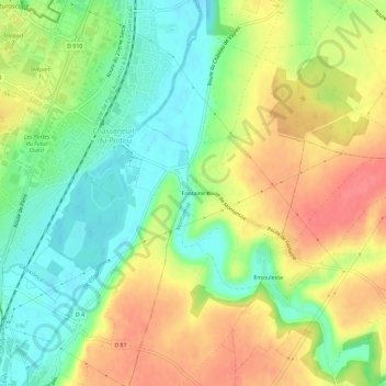 Carte topographique Fontaine, altitude, relief