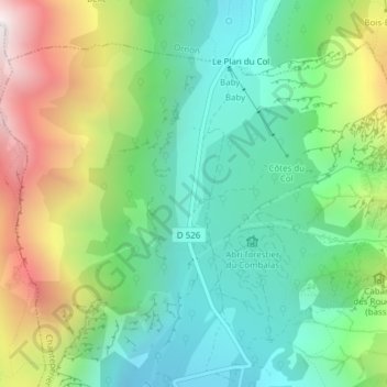 Carte topographique Col d'Ornon, altitude, relief