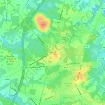 Carte topographique Fairview, altitude, relief