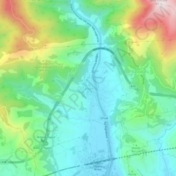 Carte topographique Taggia, altitude, relief