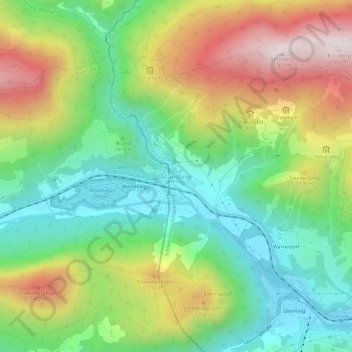 Carte topographique Mandling, altitude, relief