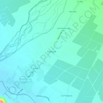 Carte topographique El Bosque, altitude, relief