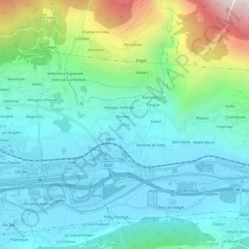Carte topographique Villair, altitude, relief
